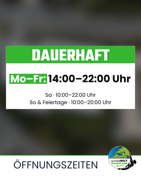 Neue Öffnungszeiten der Kletterwelt Sauerland ab 2. September 2026
